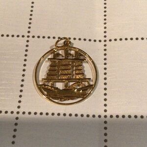 Nautical Gold 14k 585 Ship Pendant
